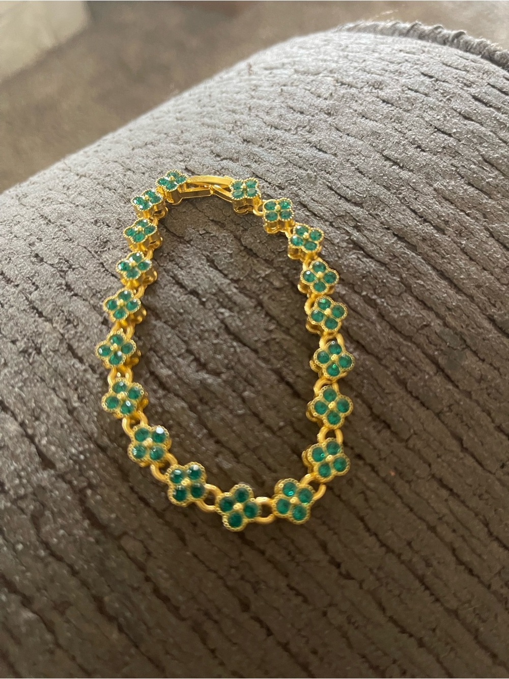 Gold & Green Floral Link Bracelet - Women Jewelry
